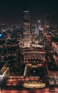 Preview wallpaper beijing, skyscrapers, night city, top view