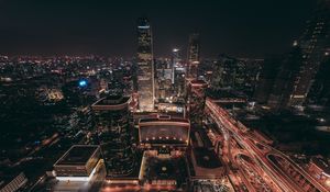 Preview wallpaper beijing, skyscrapers, night city, top view