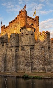 Preview wallpaper belgium, castle, moat, wall