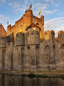 Preview wallpaper belgium, castle, moat, wall