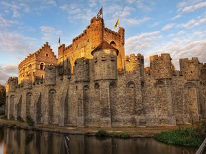 Preview wallpaper belgium, castle, moat, wall