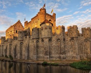 Preview wallpaper belgium, castle, moat, wall