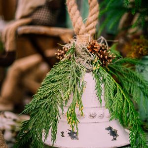 Preview wallpaper bell, branches, cones, decoration, christmas, new year