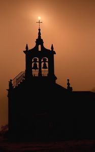 Preview wallpaper bell tower, building, silhouette, evening