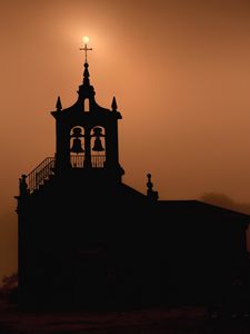 Preview wallpaper bell tower, building, silhouette, evening