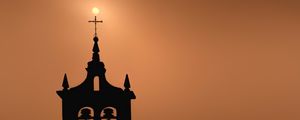 Preview wallpaper bell tower, building, silhouette, evening