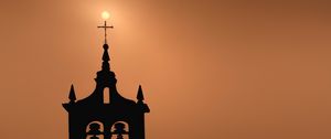 Preview wallpaper bell tower, building, silhouette, evening