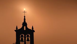 Preview wallpaper bell tower, building, silhouette, evening