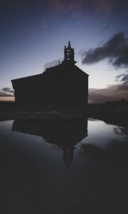 Preview wallpaper bell tower, buildings, silhouette, evening