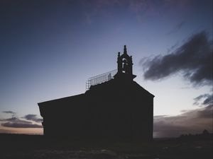 Preview wallpaper bell tower, buildings, silhouette, evening