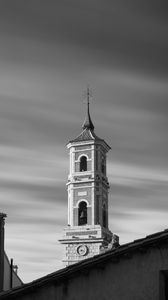 Preview wallpaper bell tower, tower, building, architecture, black and white