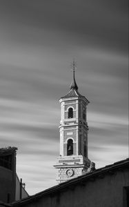 Preview wallpaper bell tower, tower, building, architecture, black and white