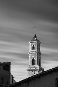 Preview wallpaper bell tower, tower, building, architecture, black and white