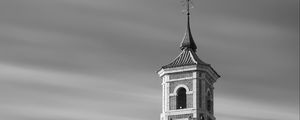 Preview wallpaper bell tower, tower, building, architecture, black and white