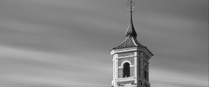 Preview wallpaper bell tower, tower, building, architecture, black and white