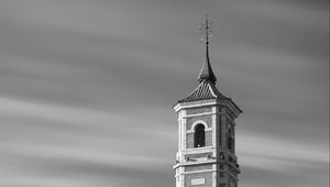 Preview wallpaper bell tower, tower, building, architecture, black and white