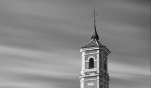 Preview wallpaper bell tower, tower, building, architecture, black and white