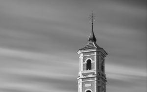 Preview wallpaper bell tower, tower, building, architecture, black and white