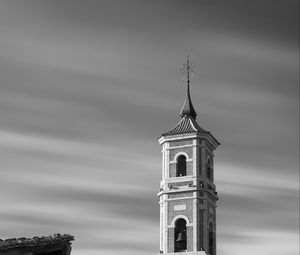 Preview wallpaper bell tower, tower, building, architecture, black and white
