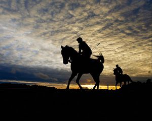 Preview wallpaper belmont stakes, 2015, horse racing, horse, silhouette, sky