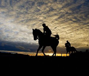 Preview wallpaper belmont stakes, 2015, horse racing, horse, silhouette, sky