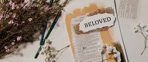 Preview wallpaper beloved, word, inscription, flowers, text