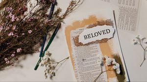 Preview wallpaper beloved, word, inscription, flowers, text