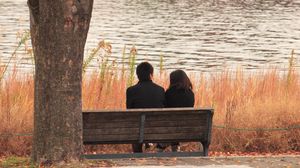 Preview wallpaper bench, couple, love, romance, nature