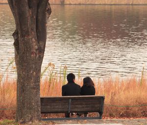 Preview wallpaper bench, couple, love, romance, nature