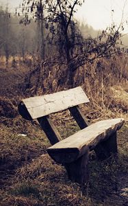 Preview wallpaper bench, fog, road