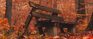 Preview wallpaper bench, forest, autumn, nature