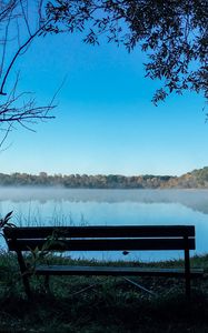 Preview wallpaper bench, lake, landscape, trees