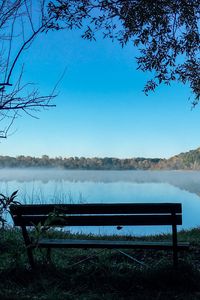 Preview wallpaper bench, lake, landscape, trees