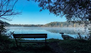 Preview wallpaper bench, lake, landscape, trees