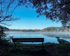 Preview wallpaper bench, lake, landscape, trees