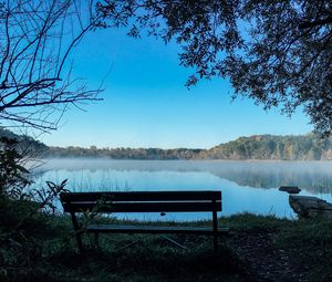 Preview wallpaper bench, lake, landscape, trees