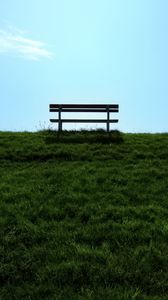 Preview wallpaper bench, lawn, grass, green, minimalism