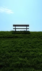 Preview wallpaper bench, lawn, grass, green, minimalism