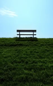 Preview wallpaper bench, lawn, grass, green, minimalism