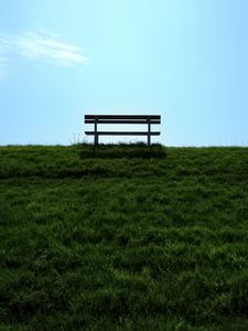 Preview wallpaper bench, lawn, grass, green, minimalism