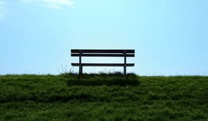 Preview wallpaper bench, lawn, grass, green, minimalism