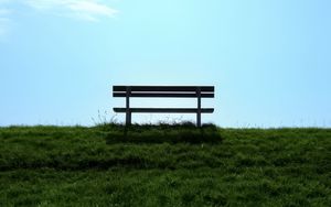 Preview wallpaper bench, lawn, grass, green, minimalism