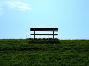 Preview wallpaper bench, lawn, grass, green, minimalism