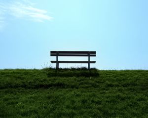 Preview wallpaper bench, lawn, grass, green, minimalism