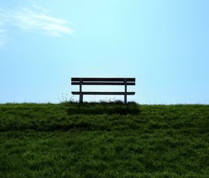 Preview wallpaper bench, lawn, grass, green, minimalism