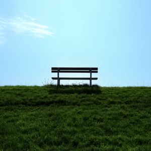 Preview wallpaper bench, lawn, grass, green, minimalism