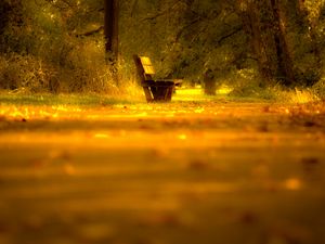 Preview wallpaper bench, lonely, yellow, degradation