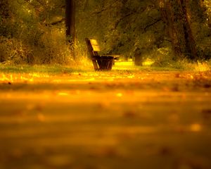 Preview wallpaper bench, lonely, yellow, degradation