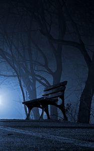 Preview wallpaper bench, night, park, gloomy