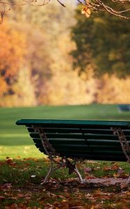 Preview wallpaper bench, park, autumn, leaves, earth, october, lonely